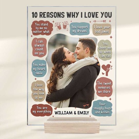 Your Snuggly Hugs And Kisses Custom Photo Couple Personalized Acrylic Plaque With Stand