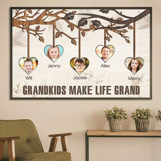Let Grandkids Make Life Grand Custom Upload Image Personalized Family Members Poster