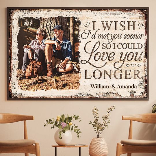 I Wish Id Met You Sooner So I Could Love You Longer Custom Upload Image Couple Gift Poster