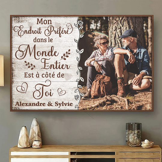 French Couple Custom Upload Photo Personalized Husband Wife Poster