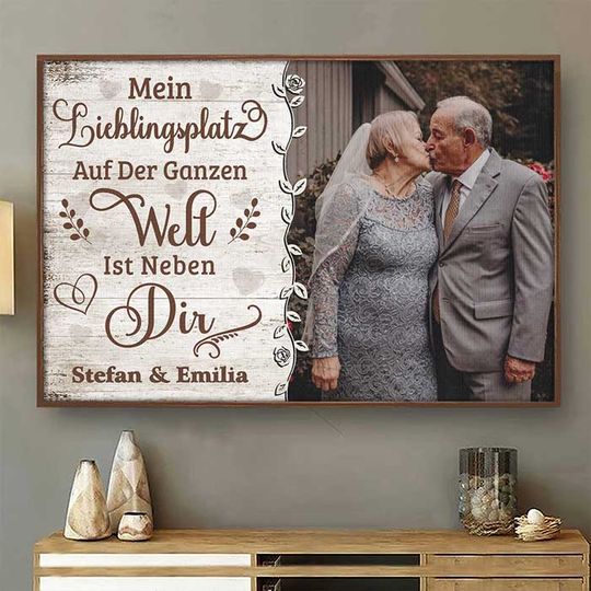 German Couple Custom Upload Photo Personalized Husband Wife Poster