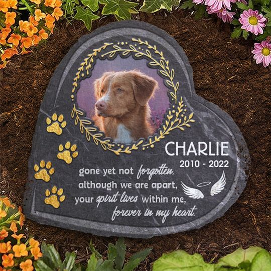 Your Spirit Lives Forever In My Heart Custom Upload Photo Personalized Pet Memorial Stone