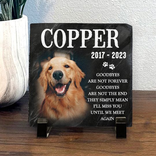 Custom Photo Goodbyes Are Not Forever Custom Upload Image Pet Grave Memorial Stone