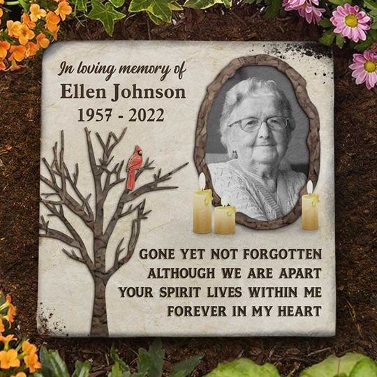 Although We're Apart Your Spirit Lives Within Me Custom Photo Family Member Memorial Stone