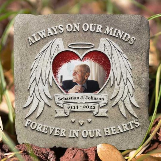 Always On Our Minds And Forever In Our Hearts Custom Photo Family Sympathy Memorial Stone