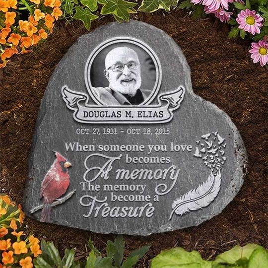 The Memory Becomes A Treasure Custom Family Member Image Personalized Memorial Stone