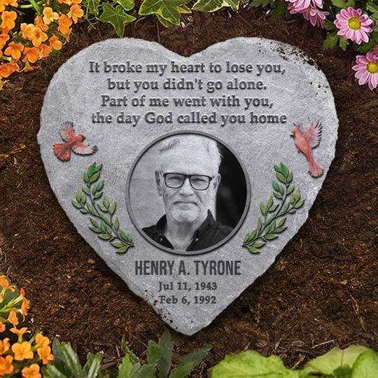 Part Of Me Went With You, The Day God Called You Home Custom Family Photo Memorial Stone