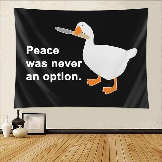 Peace Was Never An Option Goose Tapestry, Bedroom Wall HangingTeen Girl Funny Tapestry