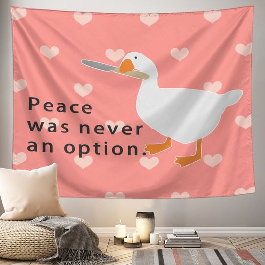 Peace was Never an Option Goose Pink Tapestry, Funny Wall Hanging Home Decor