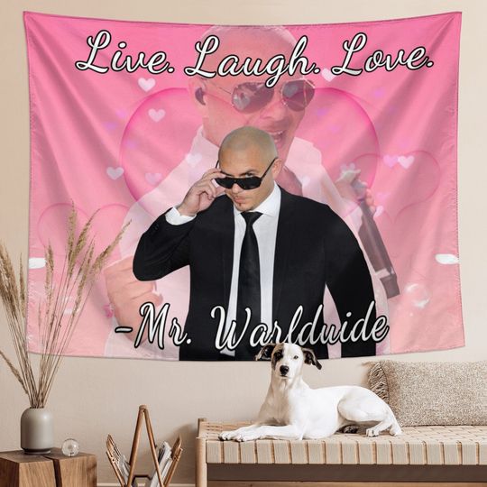 Mr 305 Worldwide Tapestry Live Laugh Love Tapestry, Funny Meme Wall Hanging