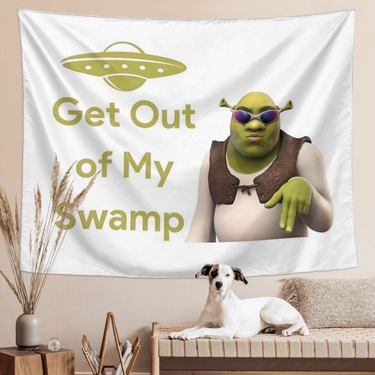 Get Out of My Swamp Funny Meme Shrek Art Tapestry