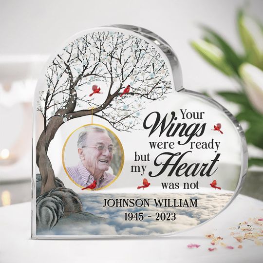 Custom Photo Forever In Our Hearts Sympathy Gift Family Members Crystal Heart Keepsake