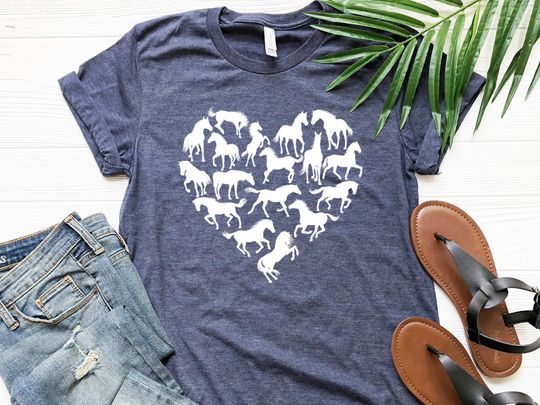 Horse  Heart Shirt, Horse Lover Tee, Horses Heart T-Shirt, Horse Lover Gift