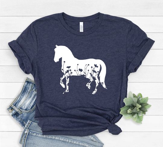 Floral Horse Shirt, Horse Shirt, Floral Horse Tee, Flower Horse Shirt