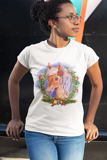 Christmas Horse TShirt, Horses Lovers Tee, Horse Shirt for Mom