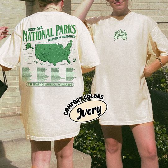 National Parks Map Comfort Colors Shirt, US National Parks Shirt
