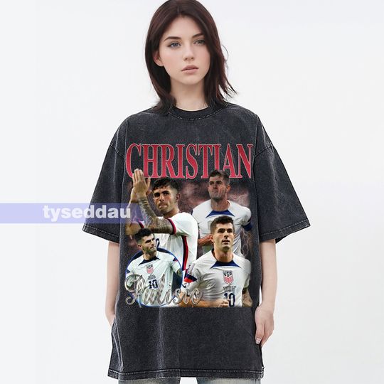 Christian Pulisic Vintage T-Shirt, Attacking Midfielder Homage Graphic Unisex , Bootleg Retro 90's Fans Gift