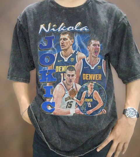 Vintage Wash Nikola Jokic T-shirt, Vintage Acid Wash Nikola Jokic Oversize T-Shirt, 90s Retro Basketball Unisex Graphic Tee