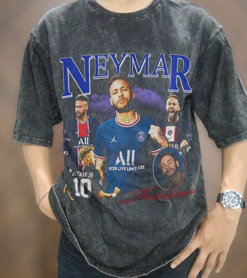 Vintage Wash Neymar Jr T-shirt, Vintage Neymar Jr Oversize T-Shirt, Vintage Soccer Football shirt, Classic 90s Graphic Tee Unisex Shirt