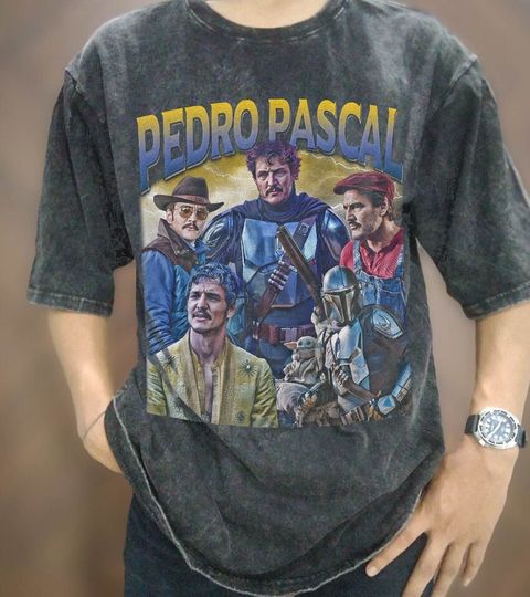 Vintage Wash Pedro Pascal Mandalorian Overiszed T-Shirt, Gift For Women and Man Unisex T-Shirt