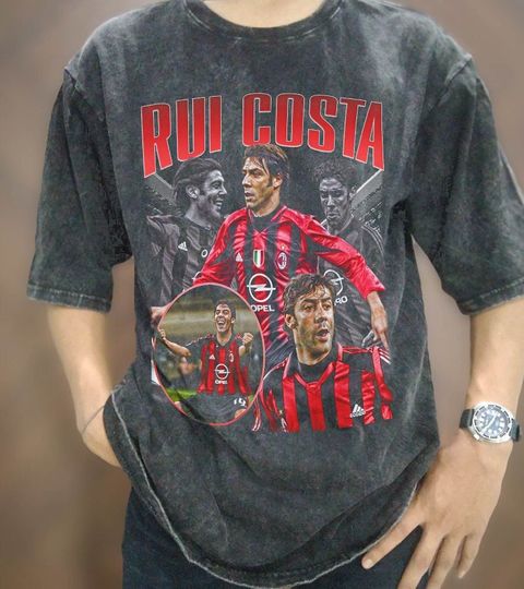 Vintage Wash Rui Costa T-shirt, Vintage Soccer Manuel Rui Costa Shirt, 90s Unisex Graphic Tee, Retro Soccer Player Oversized T-Shirt