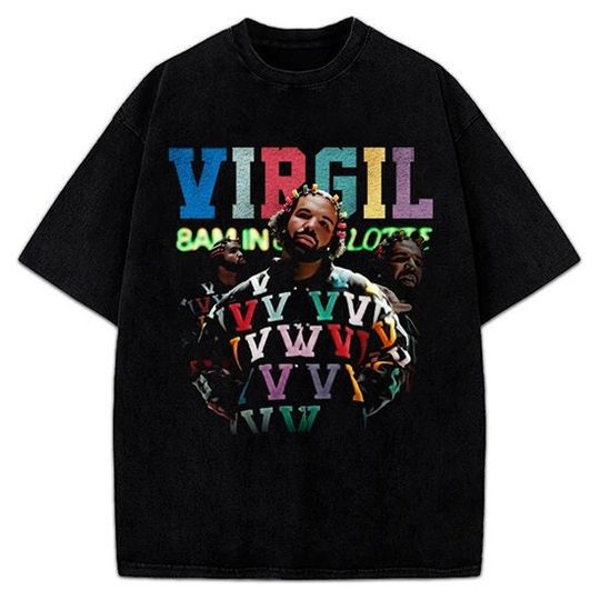 Drake 8AM IN CHARLOTTE For All The Dogs Virgil Abloh Tribute Hate Survivor Graphic Rap Hip Hop T-Shirt