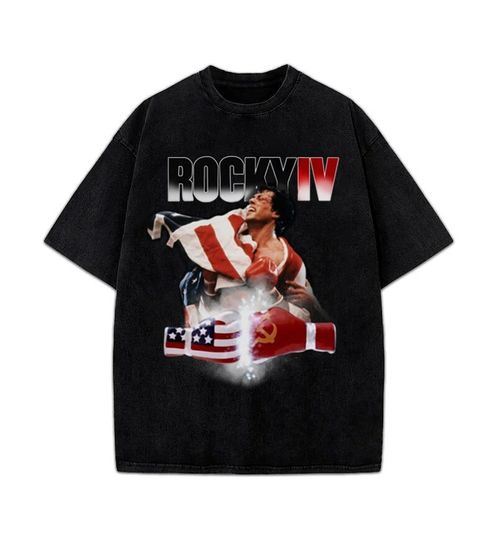 Rocky IV Sylvester Stallone Balboa USA Boxing Vintage Style Retro Rocky Movie Graphic Design T-Shirt