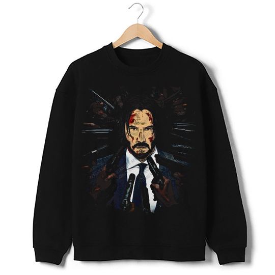 John Wick Keanu Reeves Comic Vintage Style Graphic Design Crewneck Sweatshirt