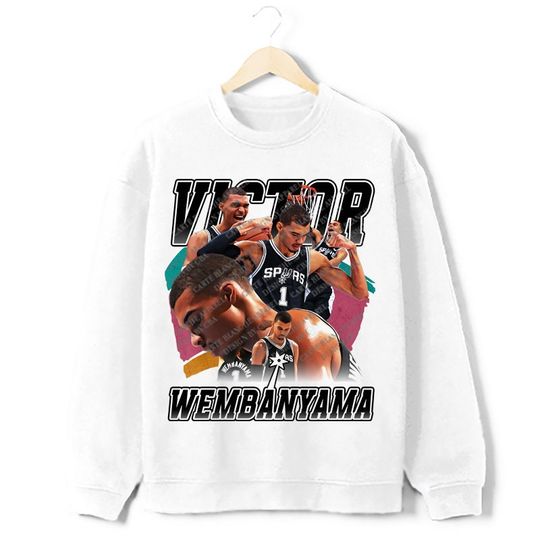 Victor Wembanyama Wemby 90's Vintage Style Retro Graphic Design Crewneck Sweatshirt