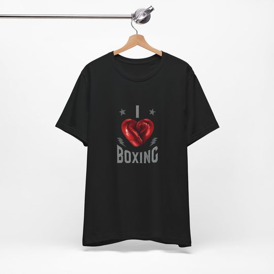 I love Boxing T-shirt, Boxing Fan T-shirt, Boxing Gloves Printed Unisex T-shirt, Unisex Jersey Short Sleeve Tee, Workout or Casual T-shirt