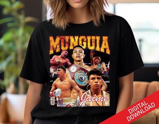 Jaime Munguia Boxing Tshirt Design, PNG Digital Download, Vintage 90s Boxing TShirt, Boxing Streetwear T-Shirt, Boxing Sublimation Download.