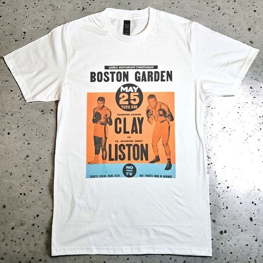 Muhammad Ali Cassius Clay Vs Sonny Liston White T-shirt sizes available S-3XL