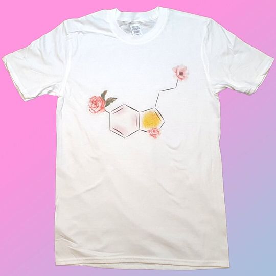 Serotonin molecule White T-shirt sizes available S-3XL (Personalisation available upon request)
