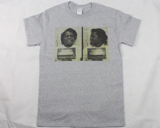 James Brown mugshot Grey T-shirt sizes available S-3XL