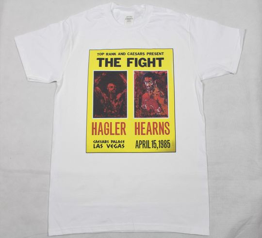 Marvelous Marvin Hagler Vs Tommy 'The Hitman' Hearns fight poster White T-shirt sizes available S-3XL