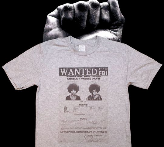 Angela Davis FBI Wanted Poster Grey Unisex T-shirt sizes available S-3XL (Personalisation available upon request)