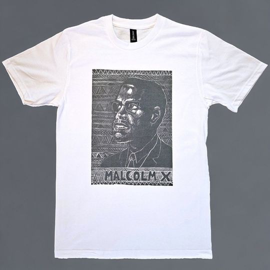 Malcolm X Artwork poster White T-shirt sizes available S-3XL