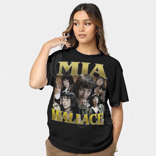 Pulp Fiction Mia Wallace T-Shirt, Unisex Vintage Quentin Tarantino Pulp Fiction Poster Graphic Tee Shirt