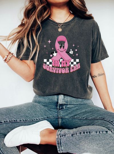 Retro Font In My Survivor Era, Breast Cancer Survivor T-Shirt, Cancer Awareness T-shirt