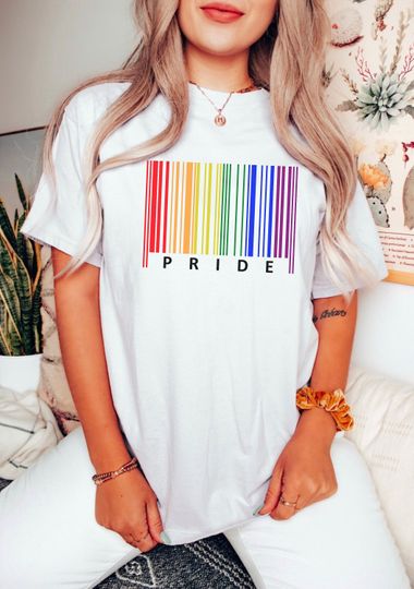 Pride Bacode Shirt, Comfort Colors Pride Shirt, Rainbow Pride T-Shirt, Pride 2023 Shirt, Pride Parade Tee, LGBTQIA Shirt