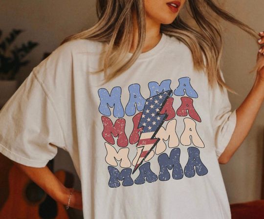 American Mama Shirt, Retro 4th Of July Shirt, Fourth Of July Mama Shirt, Comfort Colors Shirt, Gift For Mom, USA Mom Shirt, Trendy Mom Shirt