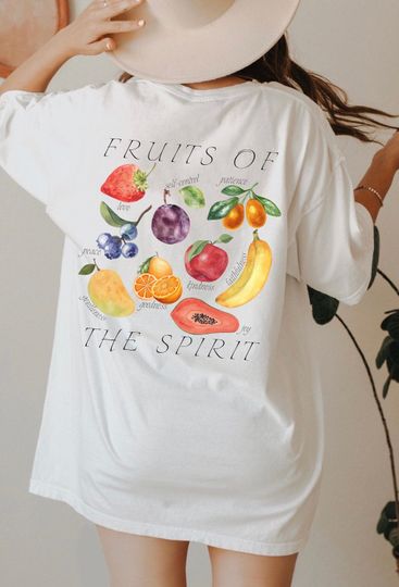 Fruits Of The Spirit Shirt, Back Text Christian Shirt, Galatians 5:22-23 T-Shirt, Fruit Of Spirit Tshirt, Gift For Her, Christian Gift