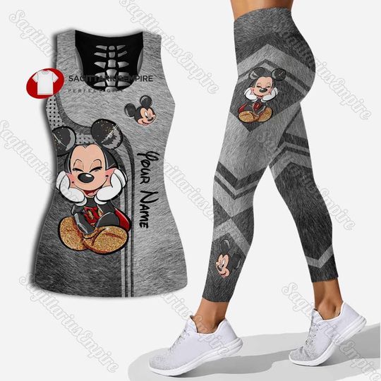 Personalized Mickey Mouse Tank Top And Leggings, Disney Mickey Tank Top, Mickey Womens Leggings