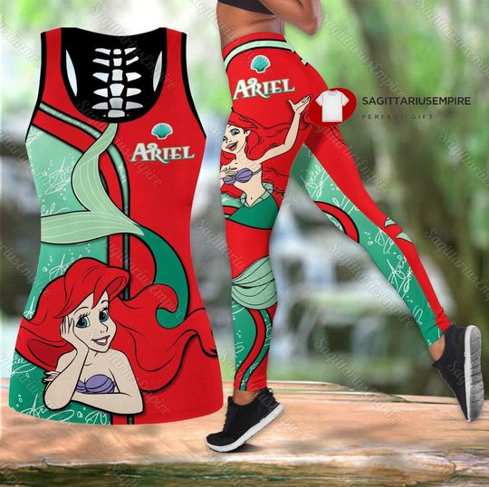 Ariel Princess Tank Top And Leggings, Princess Women's Tank Top, Womens Leggings, Disney The Little Mermaid Workout Tops