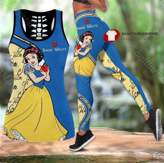 Snow White Tank Top And Leggings, Snow White Princess Women's Tank Top, Womens Leggings, Disney Workout Tops