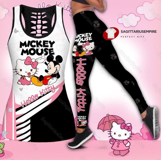 Stitch And Mickey Tank Top Leggings, Womens Tank Top, Womens Leggings, Workout Tops, Gym Leggings