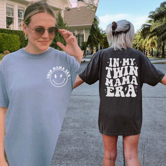 In My Twin Mom Era, Twin Mom Club ,Pregnancy Announcement Gift Double Sided T-Shirt