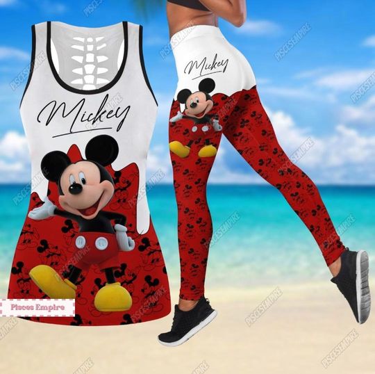 Mickey Mouse Tank Top, Mickey Mouse Leggings, Disney Mickey Workout Tank, Mickey Disney Yoga Leggings