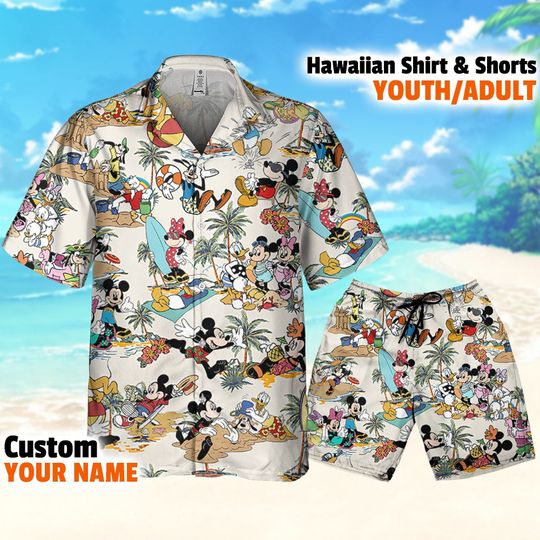 Disney Retro Mickey Friends Summer Beach Palm Tree, Disney Hawaiian Shirt, Mickey Hawaii Shirt