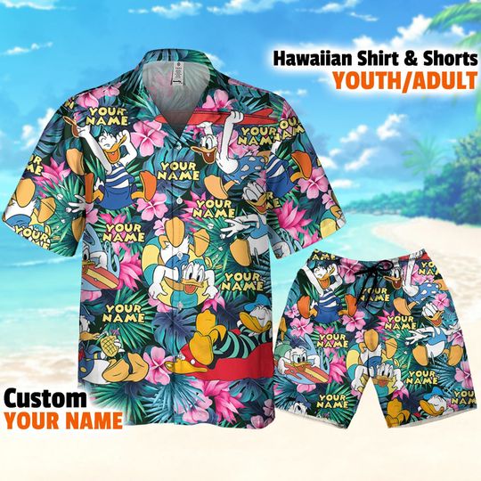 Personalized Disney Donald Duck Summer Tropical, Mickey Hawaii Shirt, Disney Hawaiian Shirt